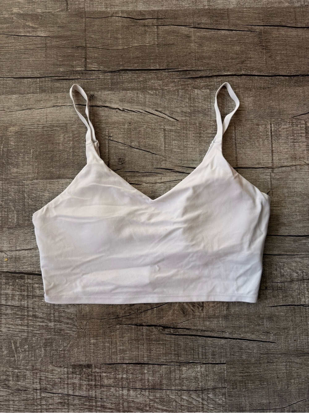 Athleta White V-Neck Crop Sports Bra
